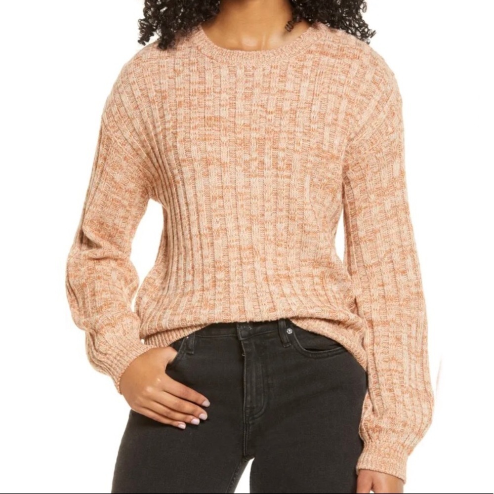 BLANKNYC Heather Ribbed Crewneck Sweater